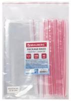 Пакет с замком Zip Lock Brauberg 18 x 25 см, 40 мкм, ПВД,, 100 шт/уп