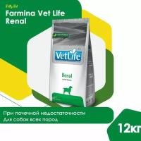 Cухой корм Farmina Vet Life Renal для собак при болезни почек и почечной недостаточности, Фармина Вет Лайф лечебный рацион со вкусом курицы, 12кг