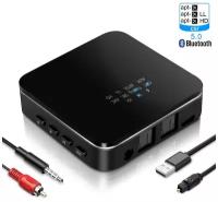 Адаптер Bluetooth Трансмиттер Ресивер (приёмник/передатчик аудио) Optical, TosLink, SPDIF, AUX. (CSR8670 AptX) B23 для двух наушников