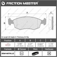 Тормозные колодки FRICTION MASTER MKD1538 для автомобиля Фиат Палио Викенд (178DX) 04.96-; Палио (178BX) 04.96-