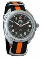 Мужские наручные часы Восток Командирские 211306-black-orange, нейлон, оранжевый/черный