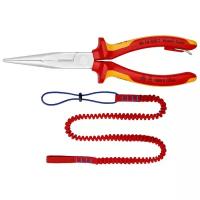 Длинногубцы Knipex 26 16 200 T BK со страховочным креплением 200 мм