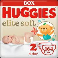 Подгузники Huggies Elite Soft для новорожденных 4-6кг, 2 размер, 164шт