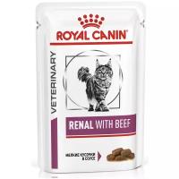 Влажный корм для кошек Royal Canin Renal, при проблемах с почками, с говядиной 85 г (кусочки в соусе)