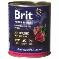 Влажный корм Brit Premium by Nature полнорационный для собак, фарш из сердца с печенью, в консервах - 850 г х 6 шт