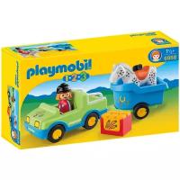 Набор с элементами конструктора Playmobil 1-2-3 6958 Автомобиль и фургон для лошади