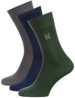 Носки Norfolk, 3 пары, размер 39-42, синий, серый, зеленый