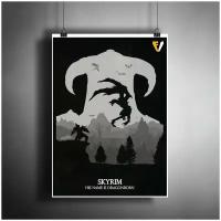 Постер плакат для интерьера "Компьютерная игра The Elder Scrolls V: Skyrim. Игра Скайрим" / Декор дома, офиса, комнаты, квартиры A3 (297 x 420 мм)