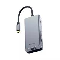 USB-концентратор Baseus Multi-functional HUB Type-C - 2xUSB/HDMI/Type-C/RJ45 (CATXF-0G), разъемов: 3