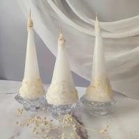 Комплект свадебных свечей "Семейный очаг" Конус Золотой из пищевого парафина