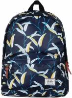 Рюкзак / Street Bags / 7020 Белые тропические листья 38х16х29 см / тёмно-сине-жёлтый
