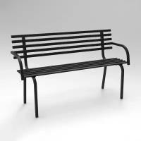 Разборная садовая скамейка со спинкой ARRIVO AR3112,105*45см, высота 80см, черная, металлическая/для дачи, парка, частного дома