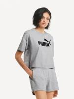 Топ PUMA Essentials Logo Cropped Women's Tee, размер M, серый