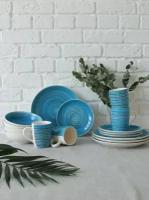 Набор посуды столовый сервиз 4 персон набор тарелок керамика синий цвет