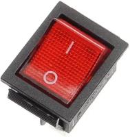 Выключатель клавишный on-off 250В 20А 2з красный с подсветкой 36-2340 Rexant
