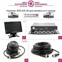 Видеонаблюдение 969 для автобусов и маршрутных такси готовый комплект 4 камеры с монитором 7", запись на SD карту