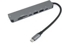 Адаптер Type C на HDMI, PD+, USB 3.0*2 + SD/TF для MacBook серебро