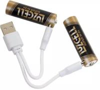 Аккумуляторные батарейки NiZn AA 1.6V 1800 mWh с USB type-C кабелем, 2 штуки