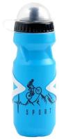 Спортивная бутылка для воды велосипедная 650 мл "Мастер К.", пластиковая туристическая велофляга с креплением, фляга для велосипеда, синяя