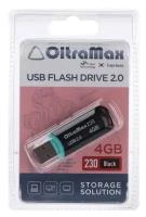 Флешка OltraMax 230, 4 Гб, USB2.0, чт до 15 Мб/с, зап до 8 Мб/с, чёрная