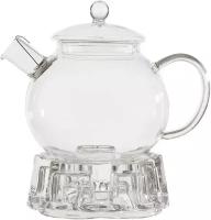 Чайник заварочный на подставке AROMA, объем:1000 мл (боросиликатное стекло, фильтр из нерж. стали)