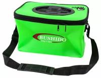 Кан рыболовный BUSHIDO зеленый, прямоугольный с ремнем, размер (35*22*20 см), сумка для рыбалки, для живца, для зимней рыбалки