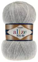 Пряжа для вязания ALIZE 'Angora real 40', 100 г, 480м (40% шерсть, 60% акрил) (614 серый меланж), 5 мотков