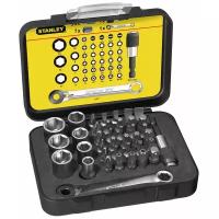 Трещотка со вставками Stanley Hand Tools STANLEY 1-13-907, Expert с мини-трещоткой в виде ключа и магнитным держателем 1/4" (39 предметов)