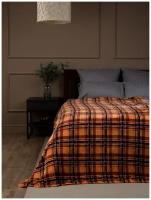 Плед TexRepublic Absolute flannel 150х200см, 1,5 спальный, фланелевый, покрывало на диван, теплый, мягкий, коричневый с принтом Клетка