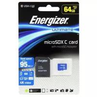 Карта памяти Energizer microSDXC Class 10 UHS-I U3 95MB/s + SD adapter