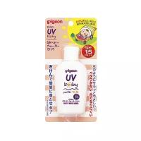 PIGEON Солнцезащитная молочная эмульсия UV BABY Water Milk SPF15 для лица и тела, детская, возраст 0+, флакон 60 гр