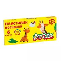 Пластилин Каляка-Маляка восковой, 6 цветов, 90 г, со стеком (ПВКМ06)