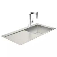 Врезная кухонная мойка hansgrohe C71-F450-02, 51х104.5см, нержавеющая сталь