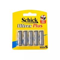 Сменные кассеты SCHICK ULTREX PLUS (5 сменных кассет) 2-лезв., увл.полоска, система очистки Push/Clean