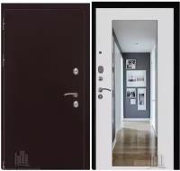 Входная дверь для дома термо 3, внутренняя панель с зеркалом 1001 MAXI, цвет снежная королева, размер по коробке 968х2052, правая
