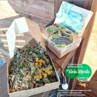 Мятно-цитрусовая мини коробка с живыми травами для чая и бани