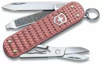 Нож-брелок VICTORINOX Classic SD Precious Alox "Gentle Rose", 58 мм, 5 функций, розовый