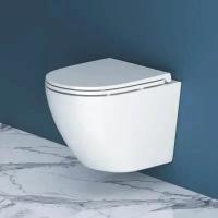 BelBagno Унитаз подвесной безободковый с сиденьем SFERA-R BB046CHR/BB870SC