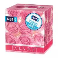 Платочки Bella №1 косметические двухслойные Extra Soft Розовые розы, 80 листов, розовый