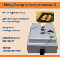 Инкубатор автоматический на 104 яйца, 220В/12В с цифровым терморегулятором, автоматическим переворотом. Для личных подсобных хозяйств и малых фермах