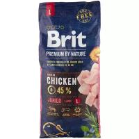 Сухой корм для щенков Brit Premium by Nature, курица (для крупных пород)