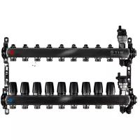 Коллекторная группа Tim (KBS5009) 1" ВР-ВР, 9 отводов 3/4", воздухоотводчик, сливной кран