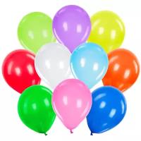 Воздушные шары для праздника / воздушные шарики набор на день рождения Золотая Сказка, 12" (30 см), Комплект 50 штук, ассорти 10 цветов, пакет