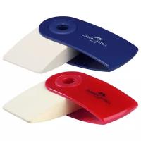 Ластик Faber-Castell "Sleeve Mini", прямоугольный, 54*25*13мм, красный/синий пластиковый футляр (1 шт)