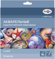 Карандаши акварельные художественные Гамма "Студия", 48 цветов, заточенные, картонная упаковка