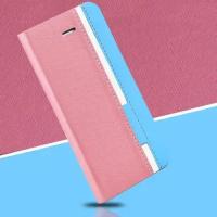 Чехол-книжка MyPads из кожи на металлической основе с подставкой для Sony Xperia M2 Aqua D2403 цвет розово-синий