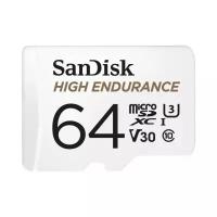 Карта памяти microSDXC SanDisk High Endurance - 64 Гб - высокой прочности для камер 4К UHD - 5К часов + адаптер