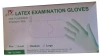 Перчатки латексные Examination Gloves неопудренные, размер L, 50 пар, 100 штук, телесные