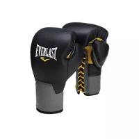 Перчатки тренировочные на шнуровке Everlast Pro Leather Laced 14oz черн