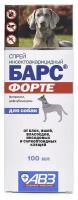 АВЗ спрей от блох и клещей Барс Форте спрей инсектоакарицидный для собак, 100 мл для собак, щенков, кошек, для домашних животных 1 шт. в уп., 1 уп